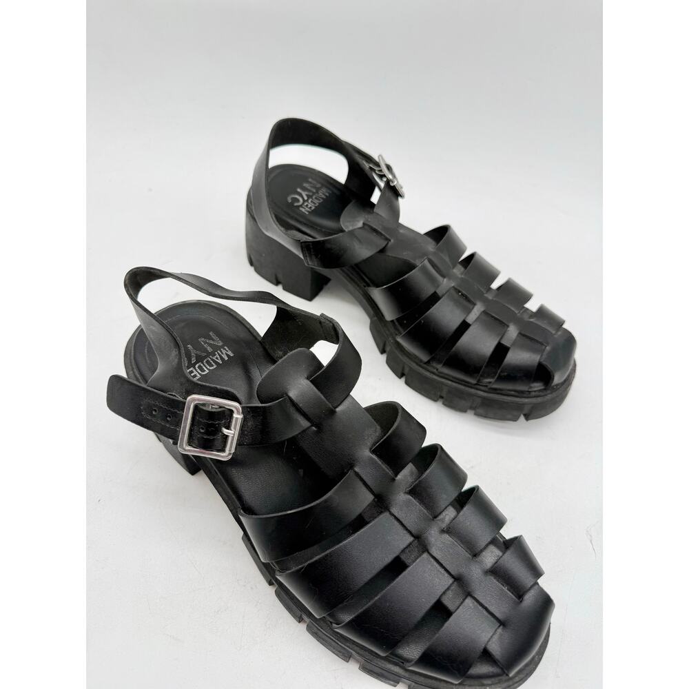 Madden NYC Black Chunky Fisherman Platform Sandals Lug Sole Women's 8.5 - Picture 4 of 10